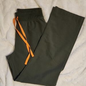 Figs Olive Livingston High Waisted Pants with Orange String